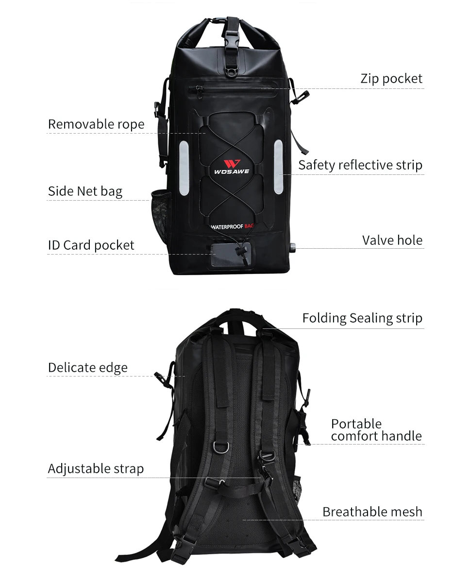 Водонепроницаемая мотоциклетная сумка WOSAWE 32L из ПВХ 100% для мотоциклетного шлема