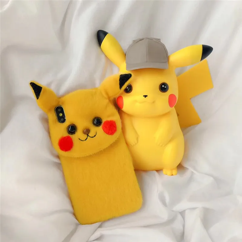 Осенне-зимний плюшевый чехол для телефона с Пикачу iphone 11 pro XS MAX XR X 6 6s 7 8 plus мягкий