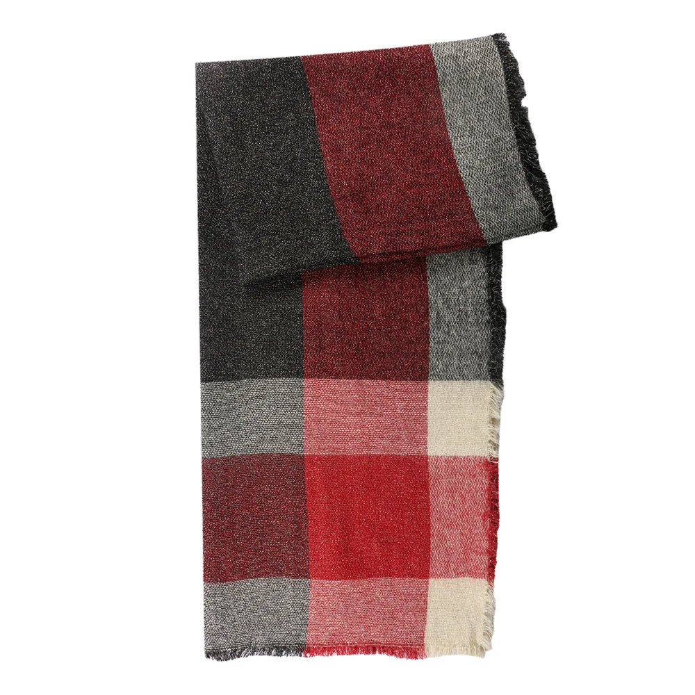 Женский Цветной клетчатый шарф шерсть золотая нить смешанный мягкий удобный