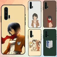 phone case for huawei honor v30 pro honor v20 30 20 10 honor9x 9xpro colorful matte silicone funda attack on titan mikasa