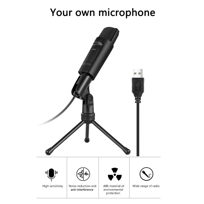 

Конденсаторный USB-микрофон, кабель-микрофон для записи в реальном времени на рабочем столе.