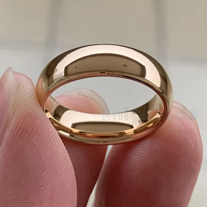 6mm Rose Gold Классическое Обручальное кольцо из розового золота и вольфрама для женщин и мужчин, обручальное кольцо из карбида вольфрама, полированное купольное кольцо 8 мм, 6 мм - Цвет основного камня: 6mm Rose Gold