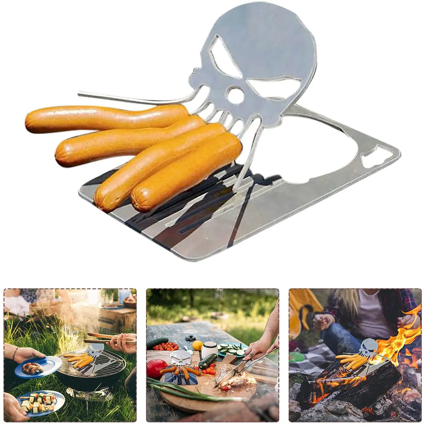 

Creative Skeleton Barbecue Grill Foldable Barbecue Plate Funny Skull Shaped BBQ Fork for Outdoor Camping Bonfire Grill Barbecue