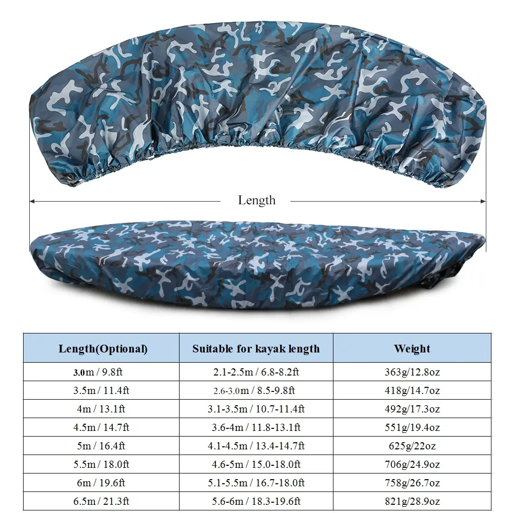 

Kayak Storage Cover Universal Adjustable Sport Waterproof Nylon UV Resistant Dust Storage Cover Boat Canoe Dust Cover Shield