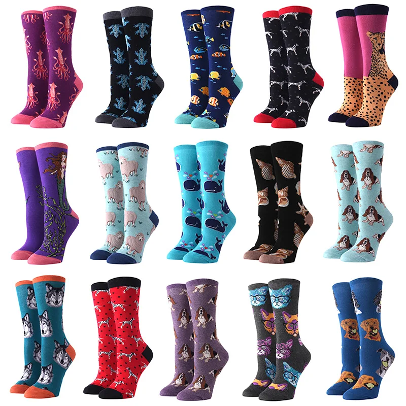 

Women's Cotton Funny Socks With Print Cute Cartoon Animal Patterned Colorful Socks Crazy Fashion Cat Dog Happy Harajuku Socks
