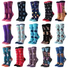 Женские хлопчатобумажные забавные носки с принтом и милые носки с рисунками зверей из мультфильмов, с рисунком яркие носки для малышей сумасшедшая мода кошка собака счастливые носки Harajuku