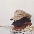 Берет детский кожаный, однотонный, из искусственной кожи, с плоским верхом, в стиле ретро