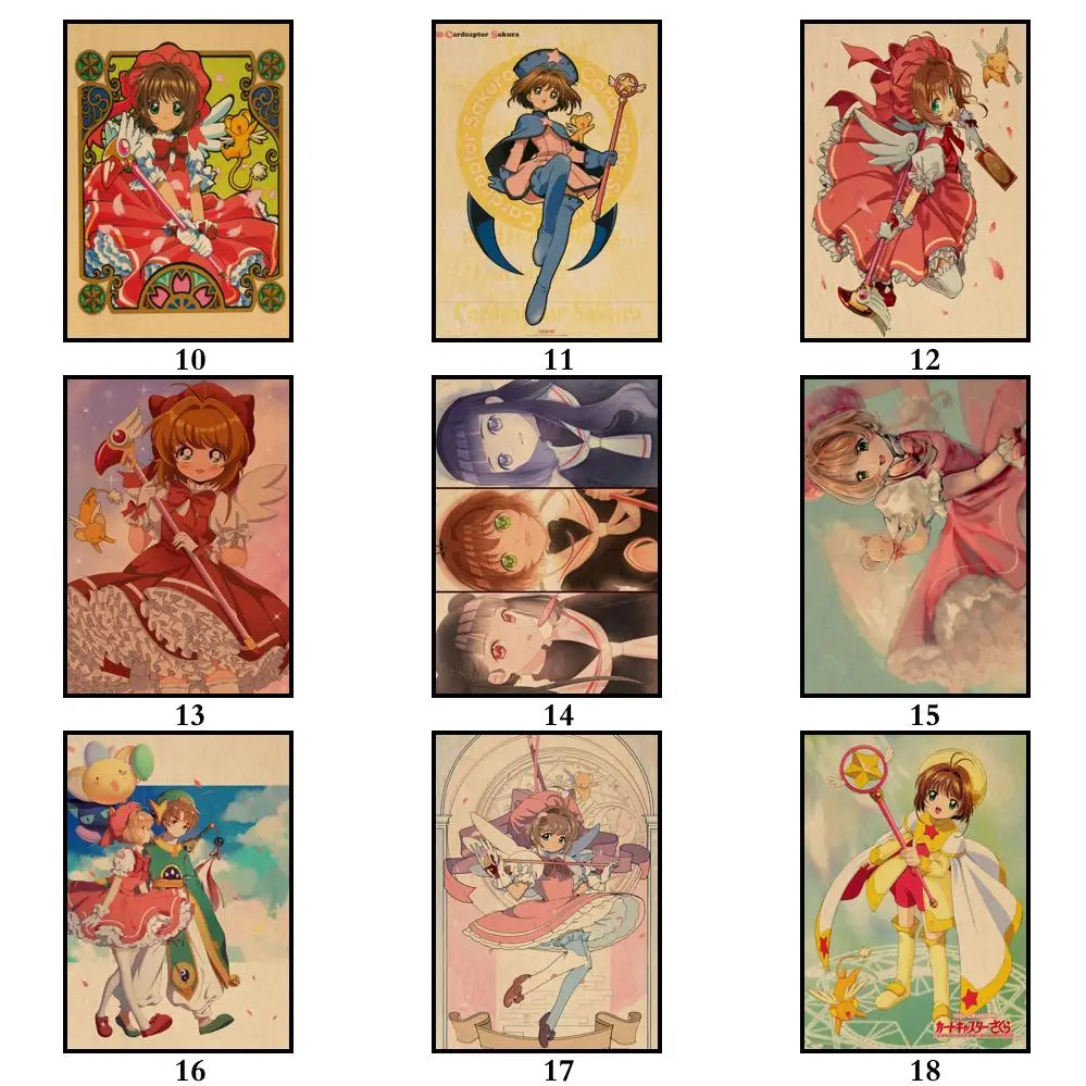 35 рисунков аниме карточка Captor Sakura плакат из крафт-бумаги рисунок мультфильма для