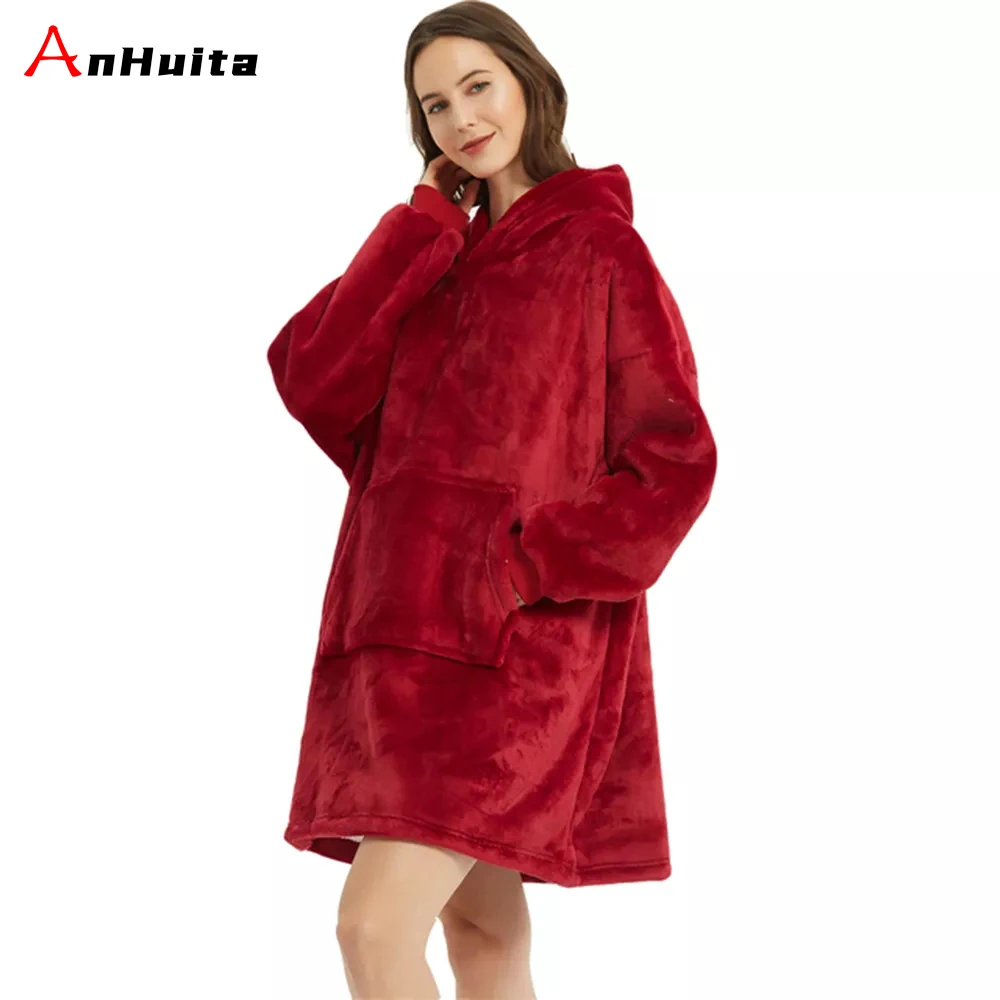 

Oversized Hoodies Sweatshirt Women Winter Hoodies Fleece Giant TV Blanket With Sleeves Pullover Oversize Women Hoody Sweatshirts
