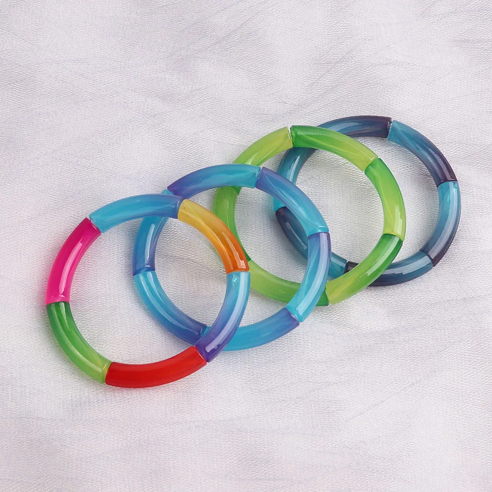 Цветные яркие акриловые бамбуковые браслеты FishSheep для женщин и девушек