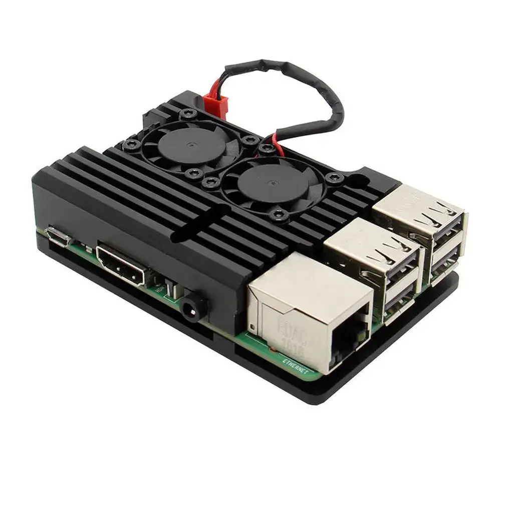 Алюминиевый Чехол для Raspberry Pi 4/3 с двойным вентилятором металлический корпус