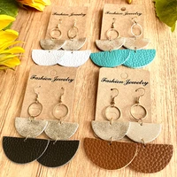 3 layers semicircle geometric genuine leather dangle drop earrings for women classic fashion jewelry small wholesale gift