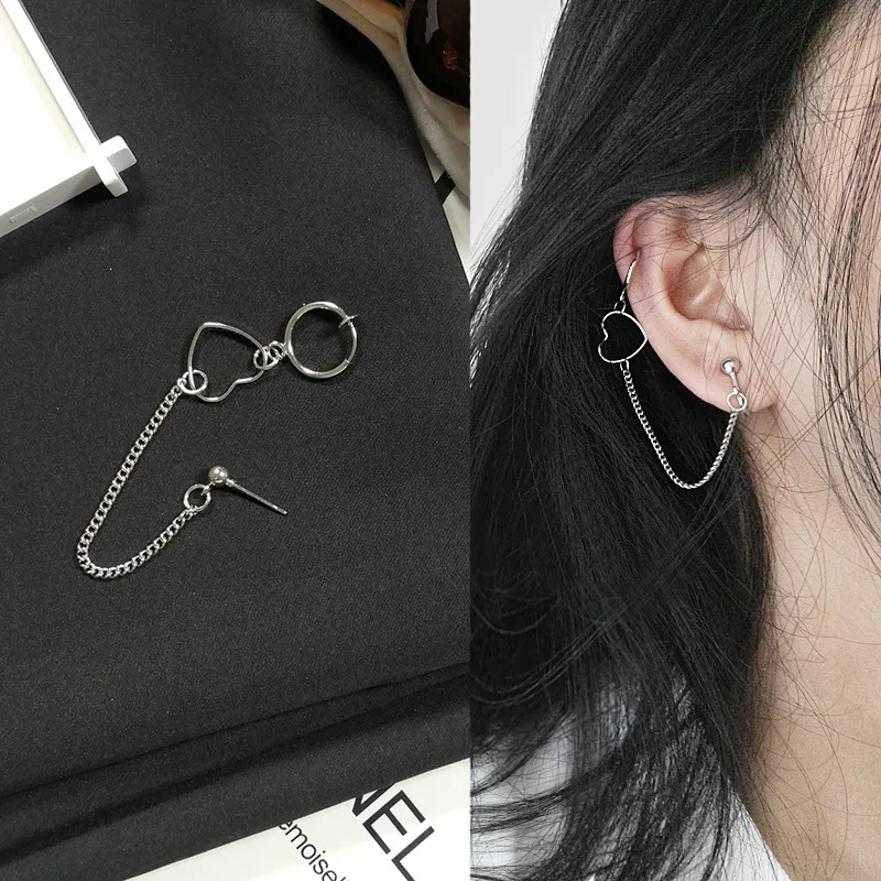 

new Asymmetrical heart dangle Stud Earrings for women 2021 trend fashion korean style drop clip on earrings jwellery wholesale