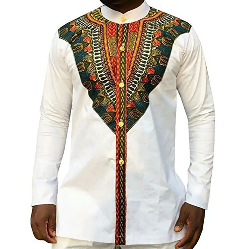 

Vintage African Dashiki Print Dress Shirt Men Camisa Masculina 2019 Autumn New Long Sleeve African Clothes Streetwear Shirt Male