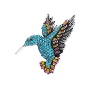 vintage rhinestone hummingbird brooches for women men crystal animal fashion jewelry dress coat collar pins clothing accessories