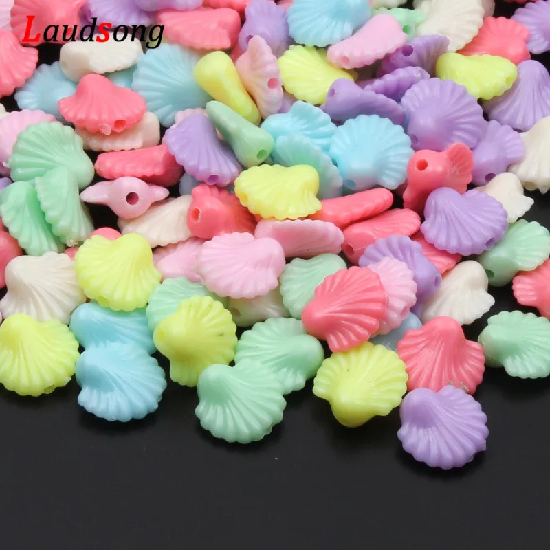 50pcs Candy Color Shell Beads Spacer Loose Acrylic 14mm For DIY Charm Pendant Jewelry Making Necklace | Украшения и аксессуары