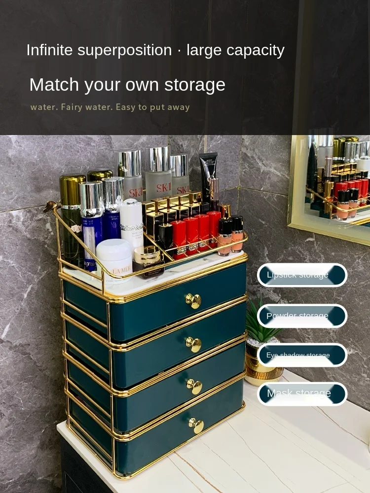 

Bathroom wash table shelf cosmetics storage rack lipstick storage box luxury
