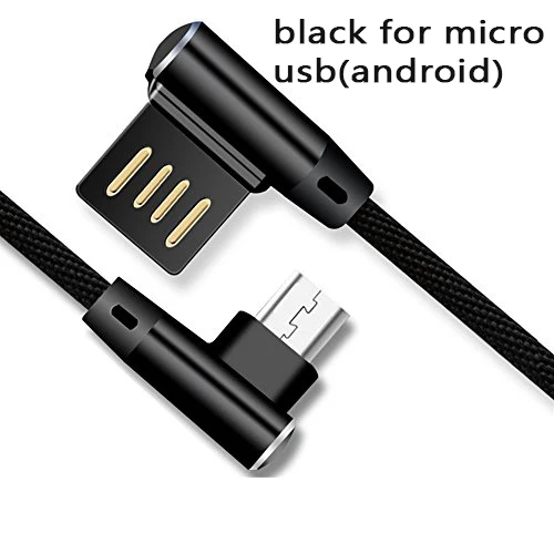 black for android 1 м 2 м двойной локоть под углом 90 градусов; реверсивное USB кабель с нейлоновой оплеткой зарядный кабель для синхронизации данных и быстрой шнур зарядного устройства для Кабель с разъемом Micro USB type-c для iphone - Цвет: black for android