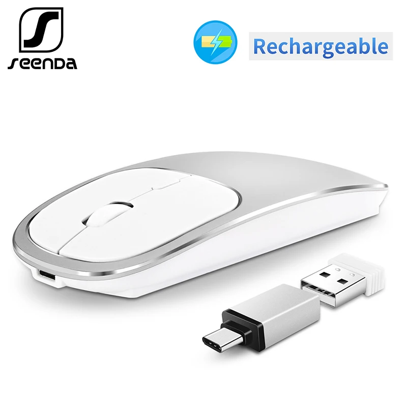 SeenDa Type-c Wireless Mouse 2.4G Rechargeable Silent Click USB for Mackbook Notebook Laptop PC Ergonomic | Компьютеры и офис