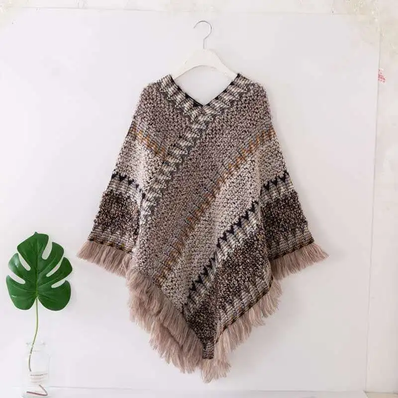 

2020 New Fashion Cashmere Winter Women Poncho Cape Women Striped Shawl Cloak Foulard Femme Pashmina Female Bufanda Mujer Sjaal