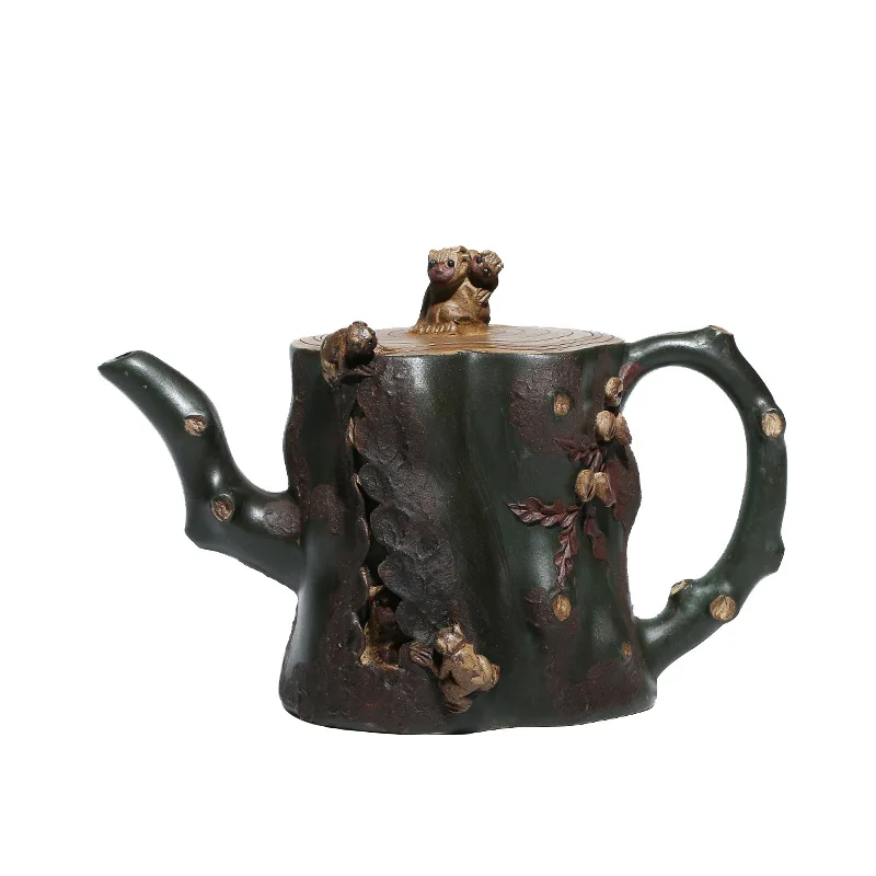 

Yixing factory direct selling gifts customized raw purple clay pot monkey stump imitation old pot decoration pot master bottom