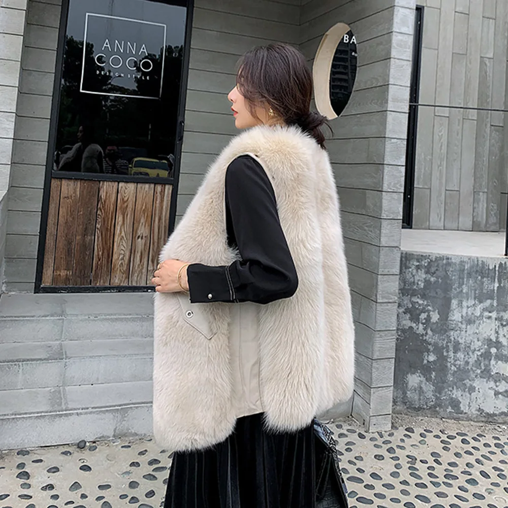 TOPFUR Natural Fox Fur Vest Female Genuine Leather Sheepskin Thick Warm Winter Woman Jacket Coats Real Fox Fur Luxury Outerwear enlarge