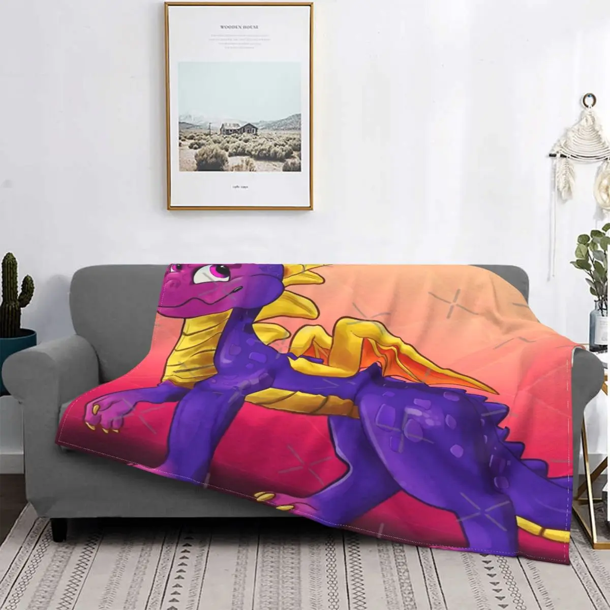 

Spyro Reignited-colcha de 4 mantas para cama a quadros, manta Kawaii a Куадрос de Anime, colcha de pik