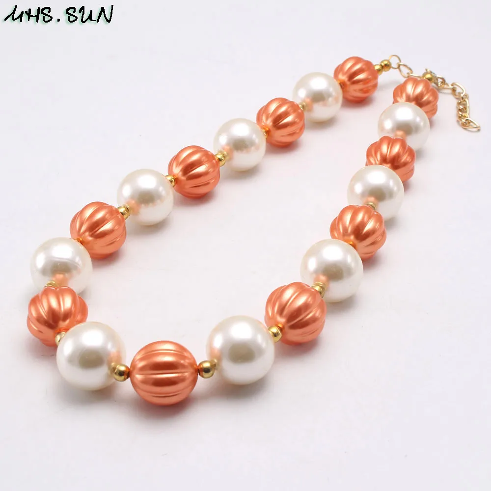 MHS.SUN Kids Girls Beads Necklace Fashion Pumpkin Bubblegum Handmade Jewelry For Children Party Gift Accessories | Украшения и