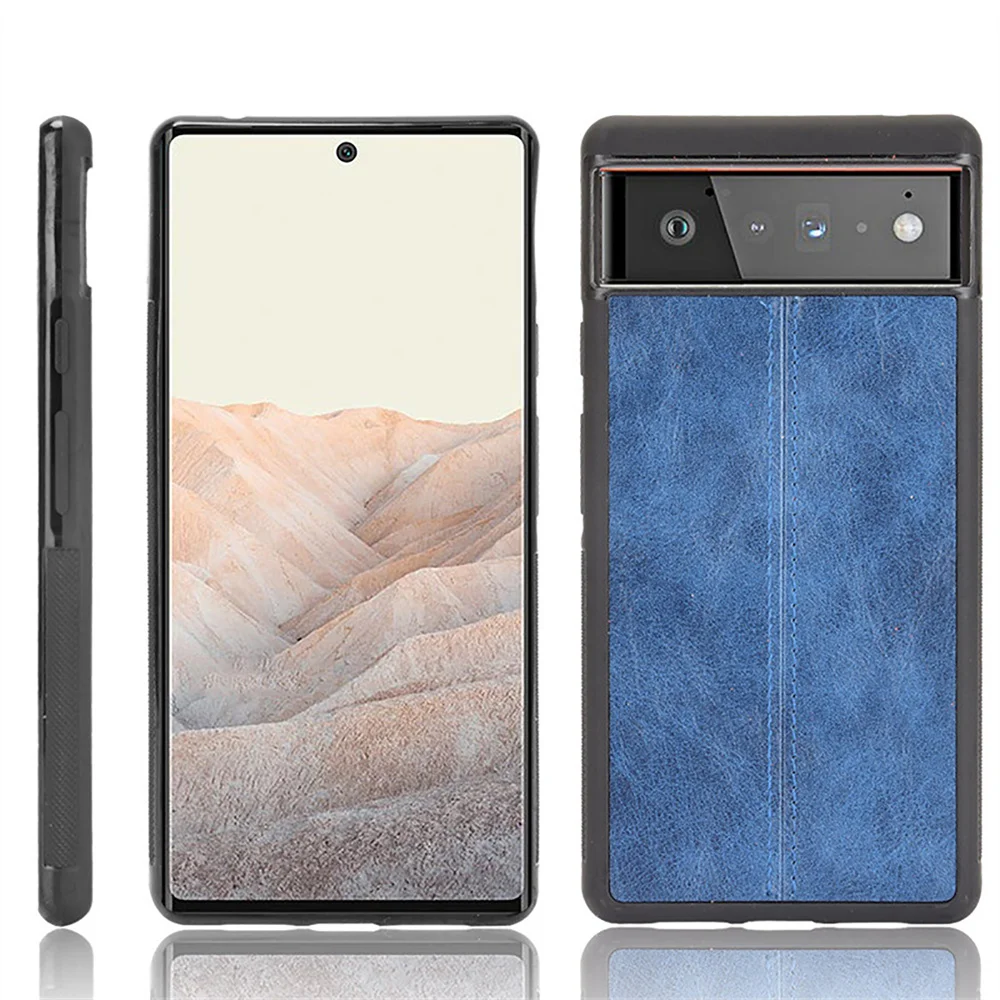 

Phone Shell All-Inclusive Calfskin Pattern Soft Edge Protective Cover Case for Google Pixel 6 Pro