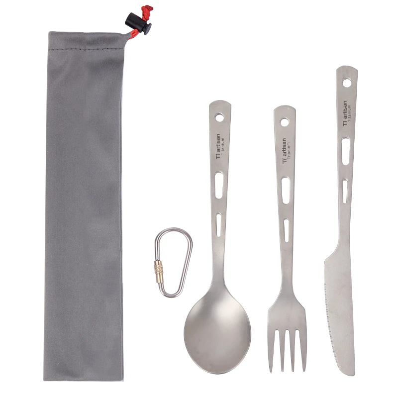 Набор ножей с ложкой и вилкой посуда из чистого титана многофункциональное