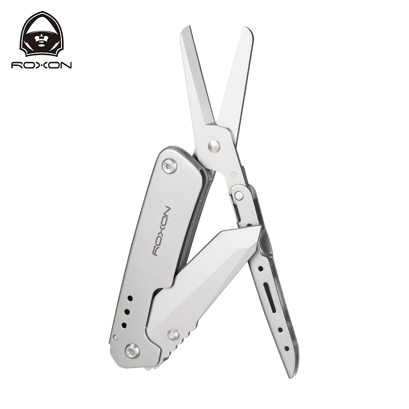 Складной карманный нож и ножницы Roxon 2 в 1 EDC Multi tool с зажимом для ремня работа по