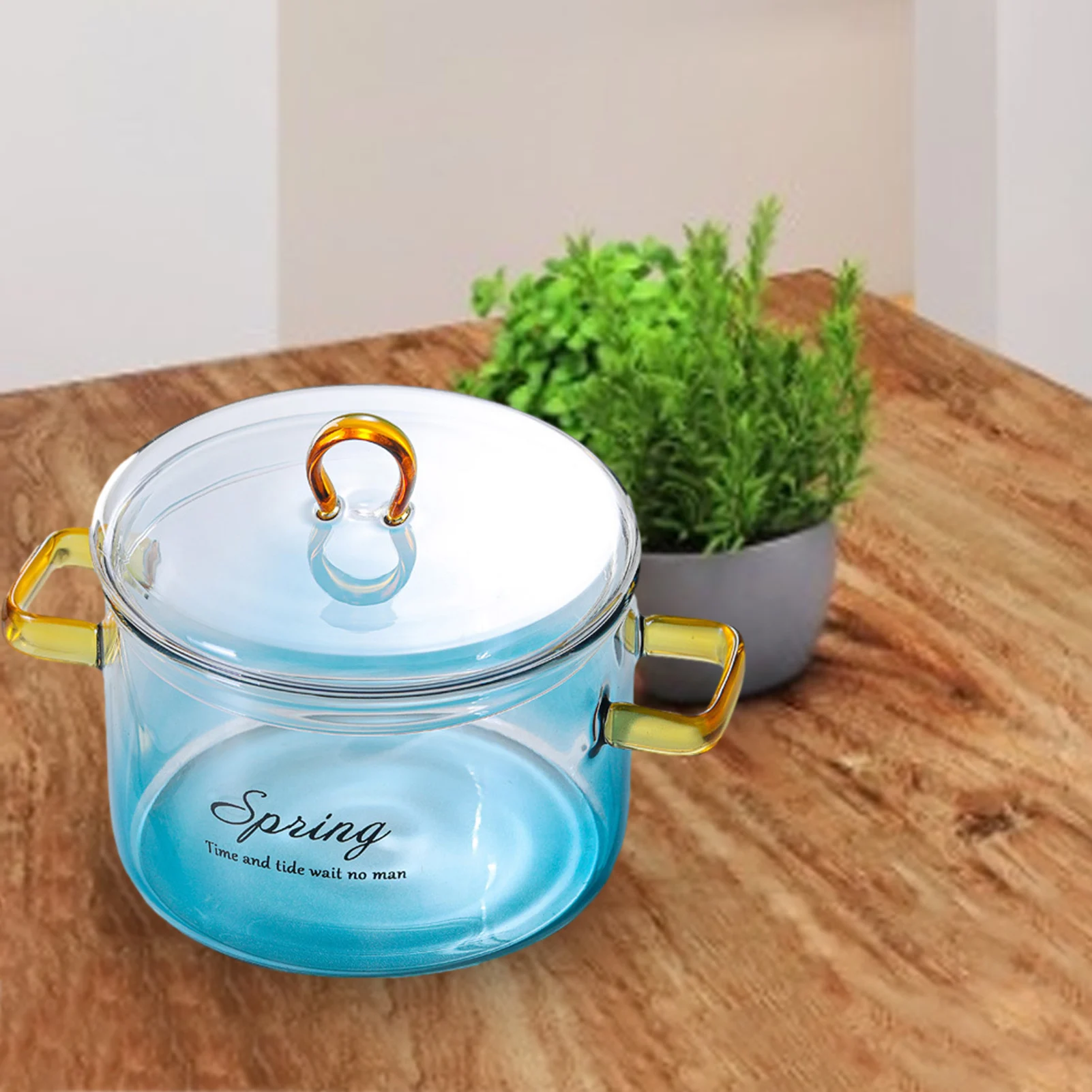 

Glass pot with heat resistant cover pot casserole glass plate noodle soup pot milk baby food safety pot