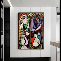 picasso famous painting the girl in front of the mirror canvas paintings poster and print wall art picture forroom cuadros decor