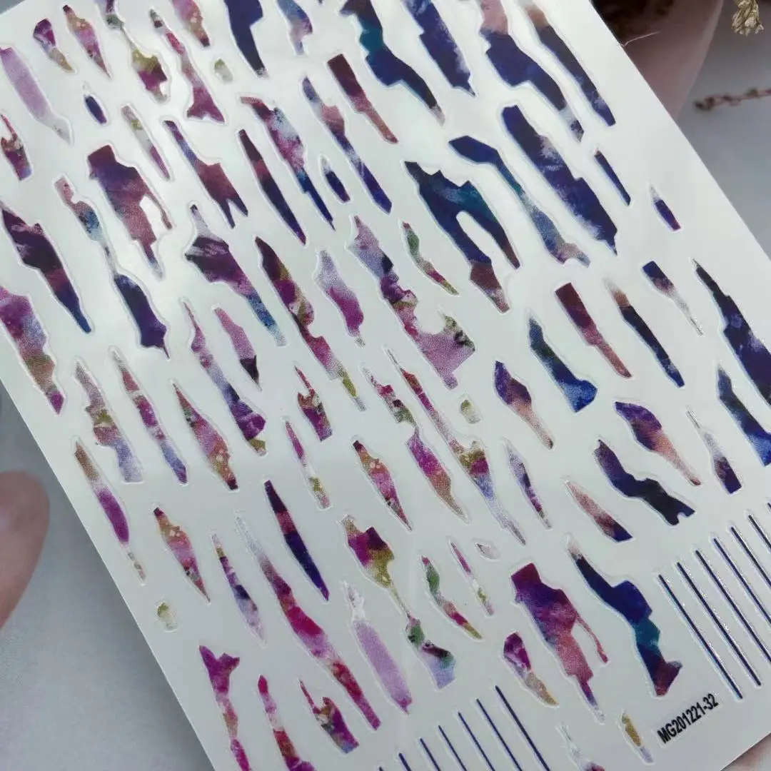 3D Nail Sticker Irregular Color Bar Design DIY Skills Nail Art Decoration Packaging Self-adhesive Transfer Decal Slider