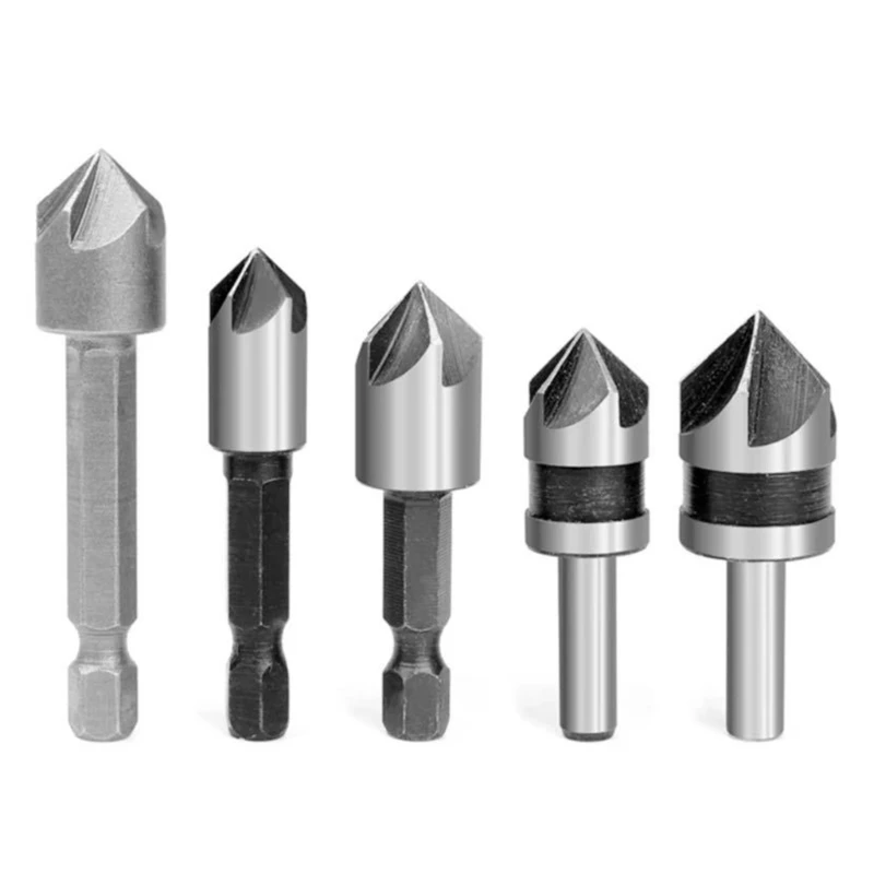 

M7DA 5Pcs 82 Degrees Countersink Drill Chamfer Bit Kit for Wood Glass Board Punching Deburring External Chamfer