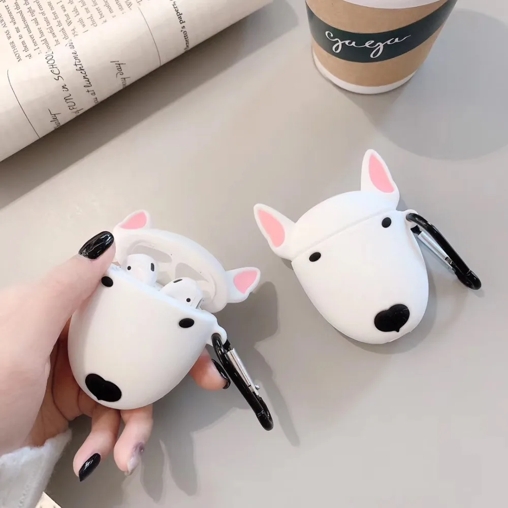 Мягкий силиконовый чехол для Airpods 1 2 милый 3D с бульдогом телефона Air Pods аксессуары