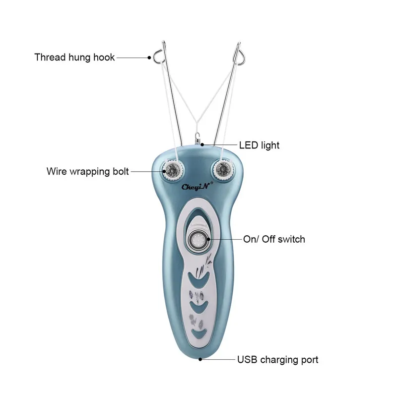 

CkeyiN Electric Facial Hair Remover Cotton Thread Hair Removal Led Light Body Epilator Lady Shaver for Body Neck Leg Beauty Care