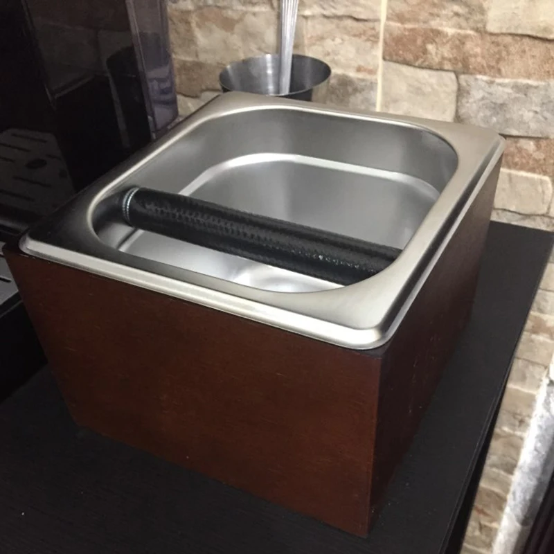 

Coffee Knock Box Stainless Steel Wood Coffee Grounds Container Box Barista Coffee Residue Bucket Grind Waste Bin