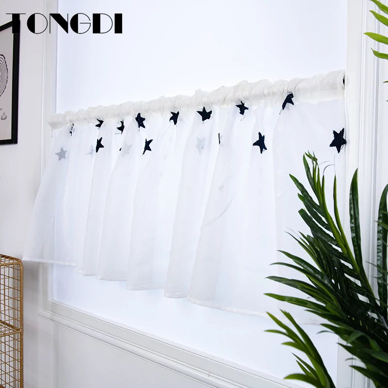 Домашние кухонные шторы TONGDI короткие яруса элегантные белые тюлевые занавески с
