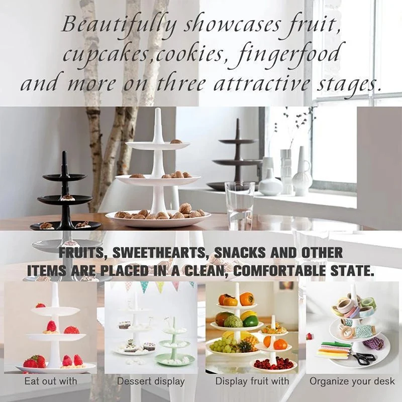 Поднос пластиковый съемный 3 слойный для кондитерских изделий подставка закусок