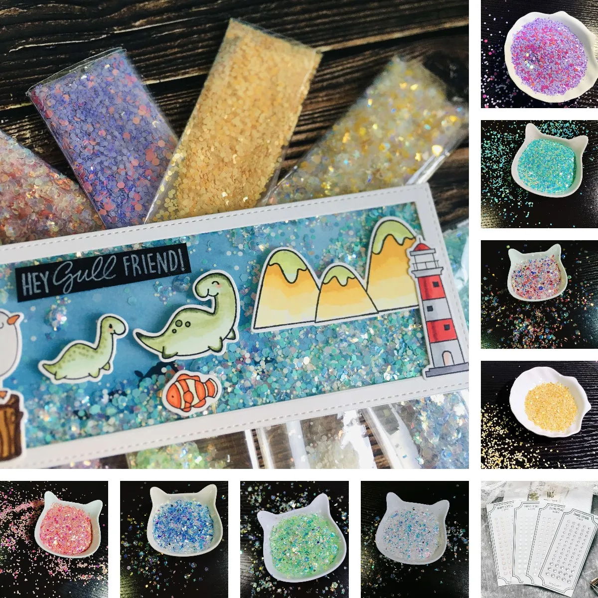 

New 30g/opp Romantic Purple Red Pink White Sequins RAINBOW BRIGHT Shake Card Accessories Template DIY Greeting Albums 2021