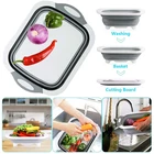 Многофункциональная Складная разделочная доска с дуршлагом для кухонной посуды и ванной, корзина для хранения овощей и фруктов