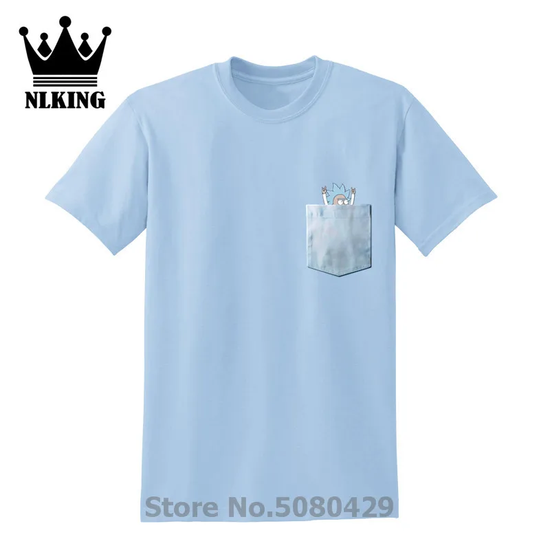 Модная Подарочная футболка с карманом крошечный Рик Мужская Ricka and morty топы