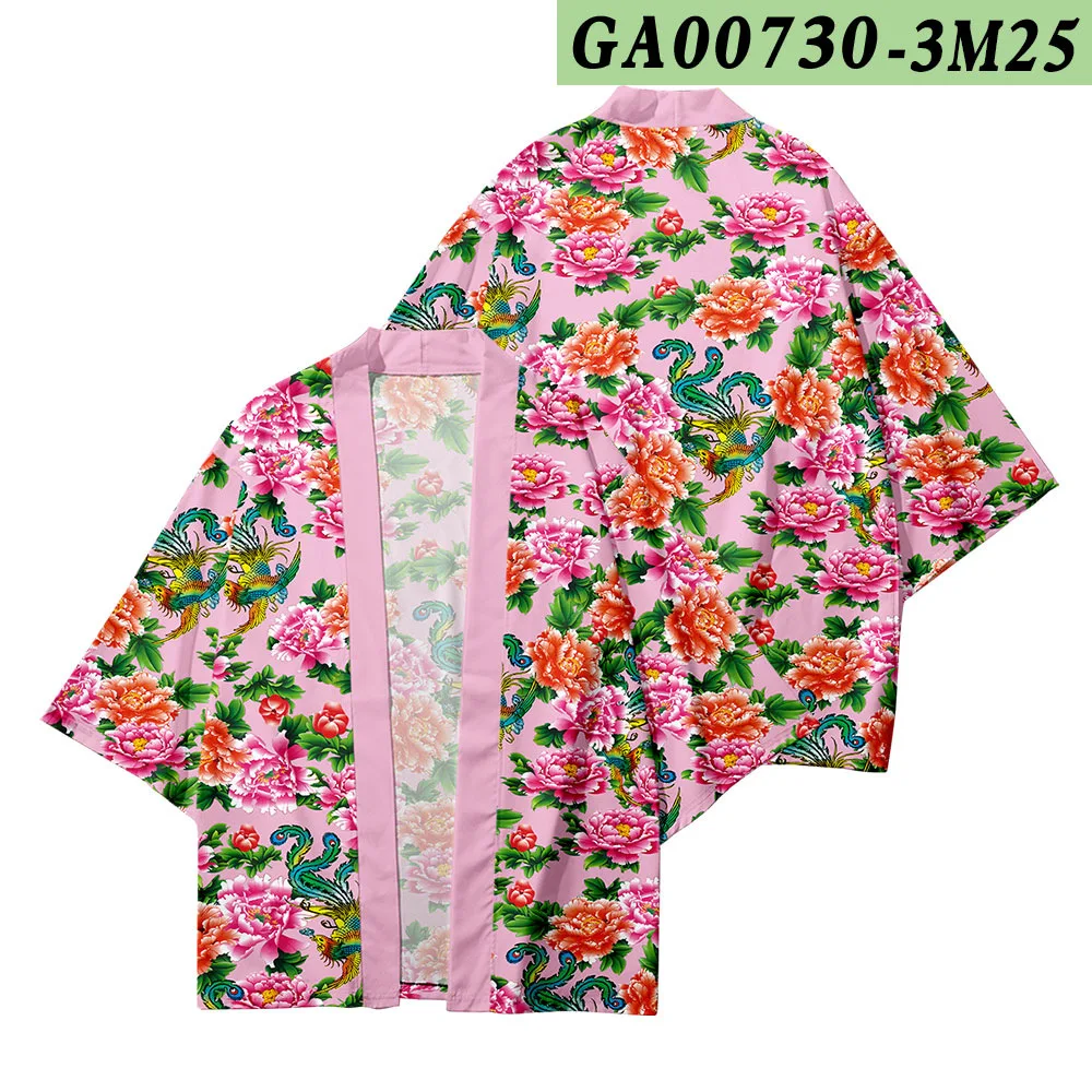 

Men Japanese Kimono Black Print Cardigan Male Yukata Haori Obi Causal Samurai Clothing Traditional Streetwear Jacket And Pant