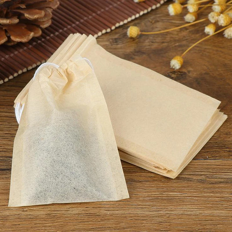 

100Pcs 5*7cm Tea Bag Filter Paper Bags Empty Drawstring Teabags For Herb Tea Kitchen Tool Supplies