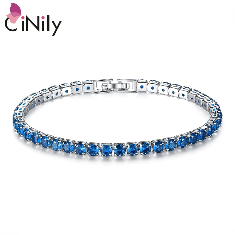 Женский браслет цепочка CiNily Подарочный с голубым зеленым и белым камнем