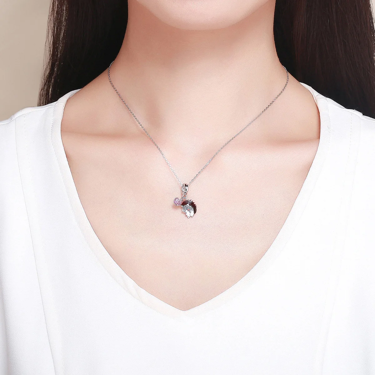 

New Collection 925 Sterling Silver Hedgehog Fruit Crystal CZ Charms Animal Fit Bracelets & Necklaces Jewelry
