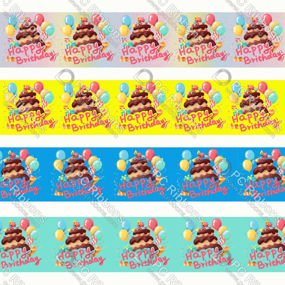 

Birthday Cake Printed Lanyard/Grosgrain/Satin Ribbon Cartoon Design Customized for DIY Hair Craft Supplies Sewing 50 Yards