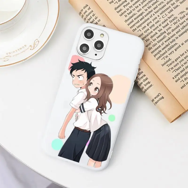 

Anime Teasing Master Takagi-san Phone Case Candy Color White for iPhone 11 pro XS MAX 8 7 6 6S Plus X 5S SE 2020 XR