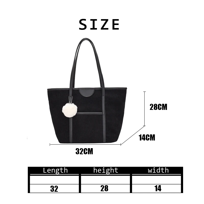 

Women Corduroy Tote Bag 2020 Autumn Winter Fashion Versatile Vintage Large Capacity Solid Shopping Bag Female Handbag